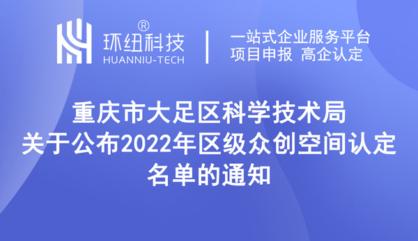 重慶市大足區2022年區級眾創空間認定名單