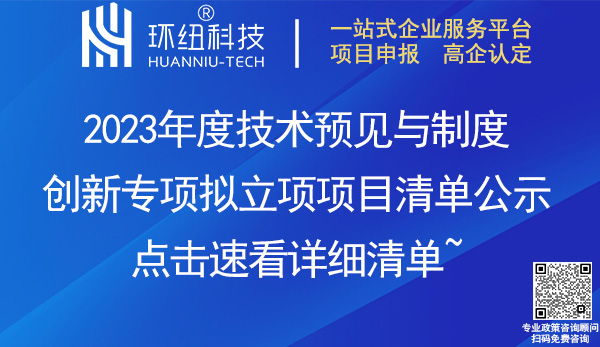 2023重慶市技術預見與制度創新項目立項清單